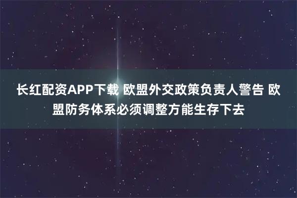 长红配资APP下载 欧盟外交政策负责人警告 欧盟防务体系必须调整方能生存下去