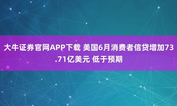 大牛证券官网APP下载 美国6月消费者信贷增加73.71亿美元 低于预期